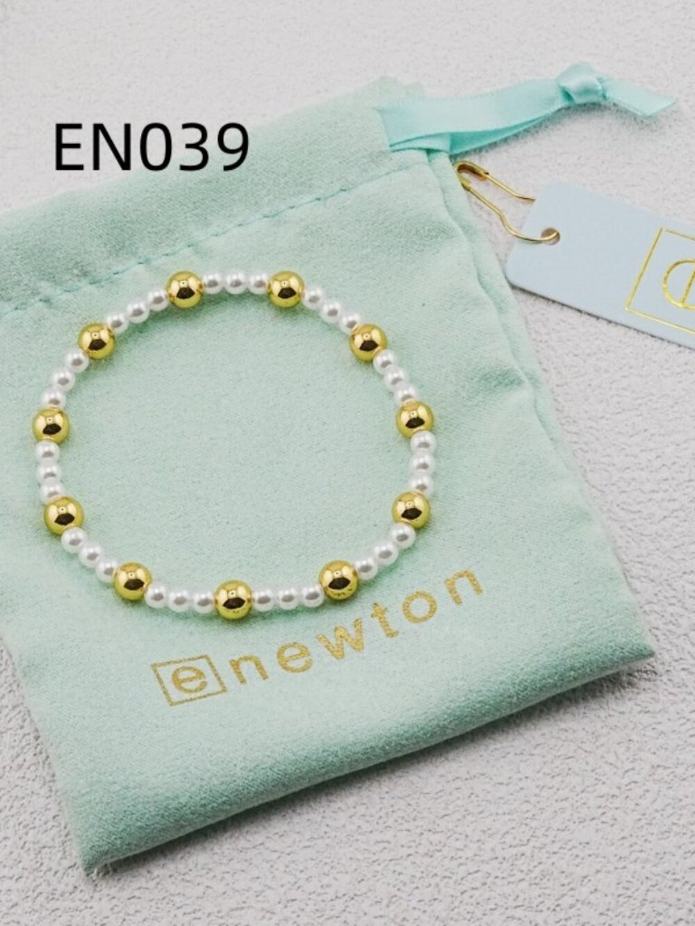 Enewton Gold Bead & White Pearl Bracelet